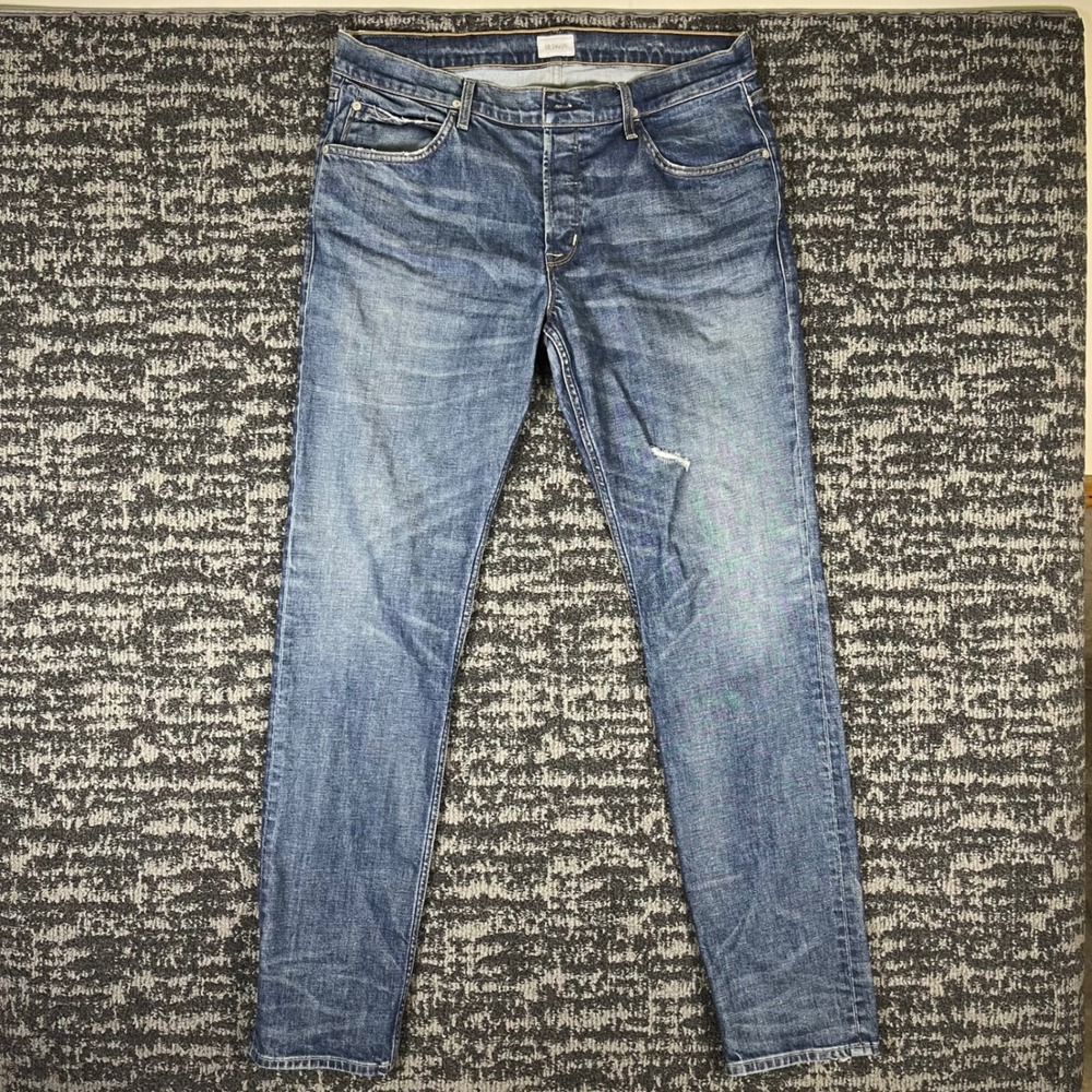 Hudson Blake Slim Straight Jeans Mens 36 Blue Distressed M275DKO Button Fly